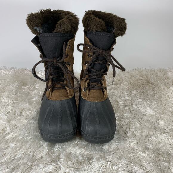 Canadian Suede Winter Boots Sz 1 Warm Insulated - Picture 2 of 7